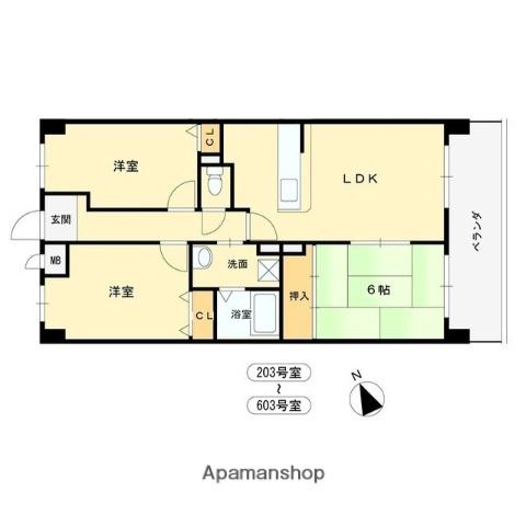 パストラル青山(3LDK/6階)の間取り写真