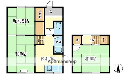 姫新線 余部駅 徒歩3分 2階建 築56年(3K)の間取り写真