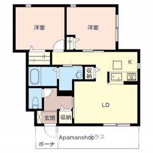 ロンド・ヴィル・ウエスト(2LDK/1階)の間取り写真