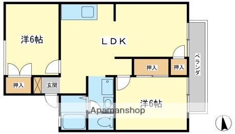 ハイネスK2(2LDK/2階)の間取り写真