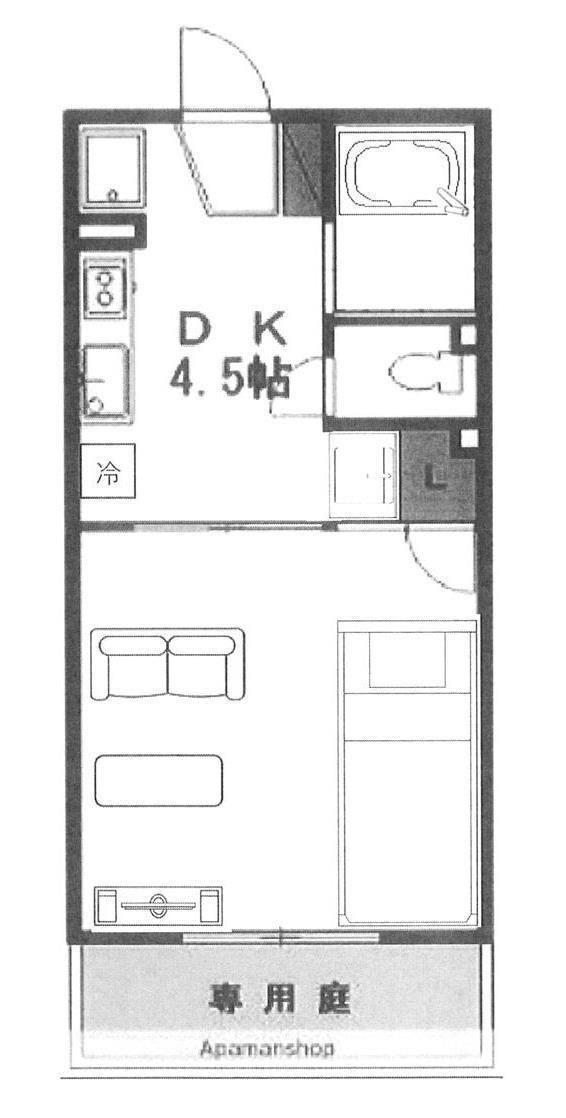 サンコーポ車崎(1DK/1階)の間取り写真