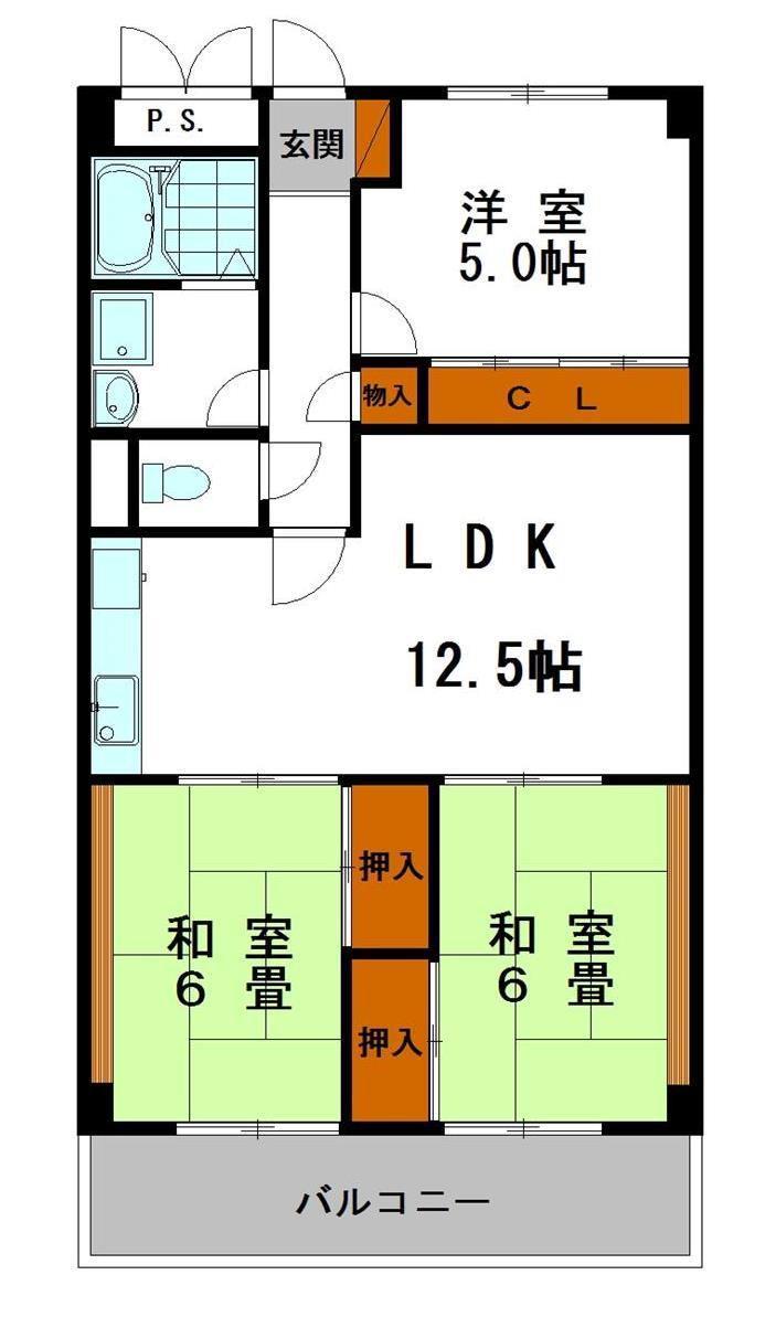 メゾン花北(3LDK/3階)の間取り写真