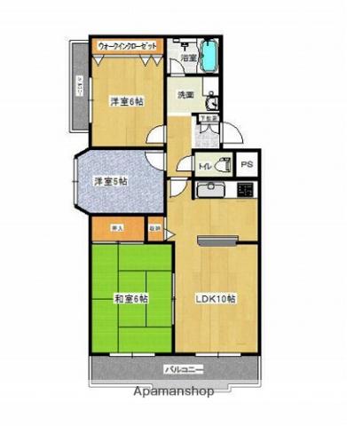 サニーハイツ嵐山(3LDK/2階)の間取り写真