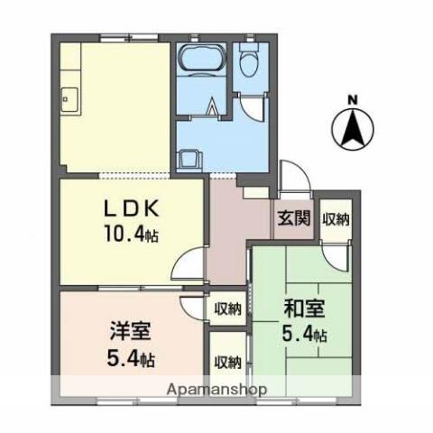 パレコスモス B棟(2LDK/1階)の間取り写真