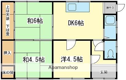 姫新線 余部駅 徒歩2分 1階建 築56年(3DK)の間取り写真