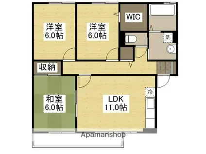 アイフィールコートA棟(3LDK/2階)の間取り写真