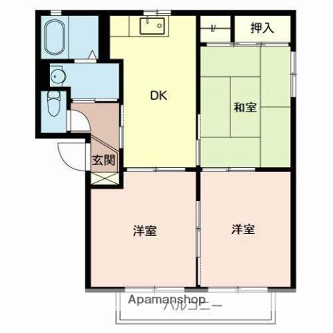 エコーズユタカA棟(3DK/2階)の間取り写真