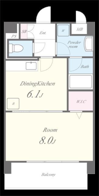 ビヤン北八代(1DK/1階)の間取り写真