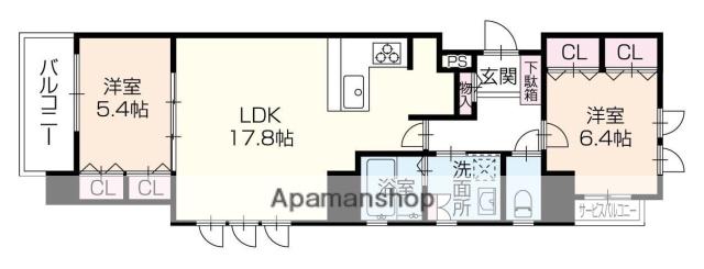 OA FLAT福沢(2LDK/6階)の間取り写真