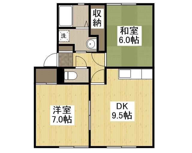 ハイツリンデンバン(2DK/1階)の間取り写真