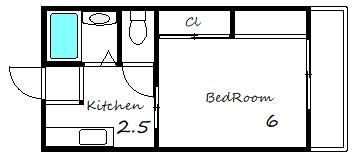 アーバン砥堀(1K/2階)の間取り写真