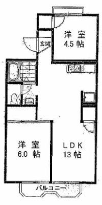 サニーハイツ(2LDK/2階)の間取り写真
