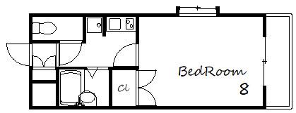 プチタウン(1K/2階)の間取り写真