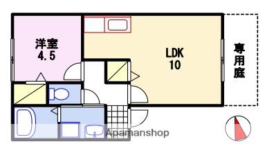 ディアコート花田(1LDK/1階)の間取り写真