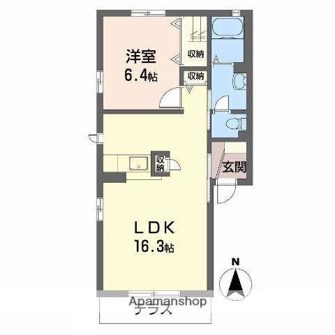 フレーズ上の山(1LDK/1階)の間取り写真