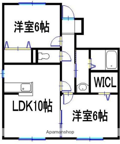ファミールD棟(2LDK/1階)の間取り写真