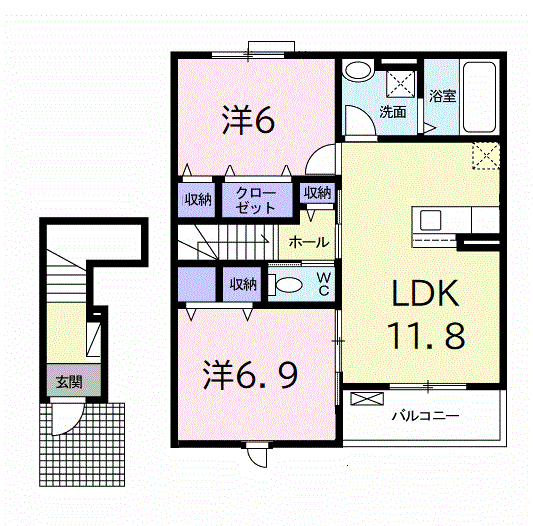 エクセレント ピリオド(2LDK/2階)の間取り写真
