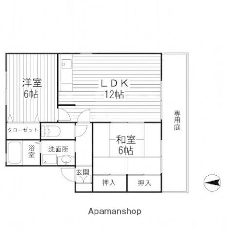 ツインズスクエアA棟(2LDK/1階)の間取り写真