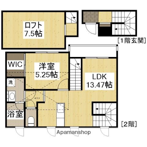 BOULEAU BLANC(1LDK/1階)の間取り写真