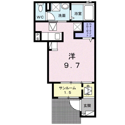 アネモスヒルズ姫路早瀬Ⅱ(ワンルーム/1階)の間取り写真