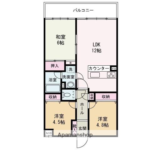 アルコ・ラ・カーサ姫路土山(3LDK/4階)の間取り写真