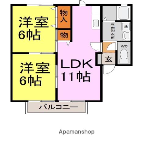 レトア東南(2LDK/1階)の間取り写真