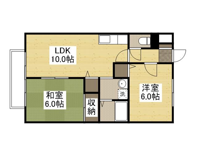 パステルコート新宮(2LDK/2階)の間取り写真