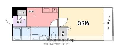 インタービレッジ船丘(1K/6階)の間取り写真