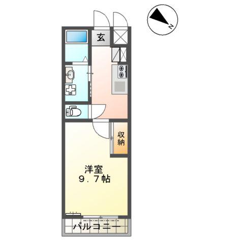 カメリアレジデンスヨコハマ(1K/2階)の間取り写真