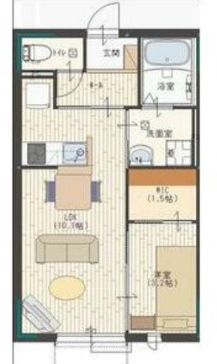 プレジール英賀保(1LDK/1階)の間取り写真