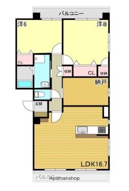 サニー・ニシウラ(2SLDK/3階)の間取り写真