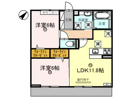 ラ グリシーヌ青山(2LDK/1階)の間取り写真