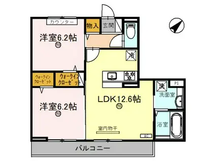 ラ グリシーヌ青山(2LDK/3階)の間取り写真