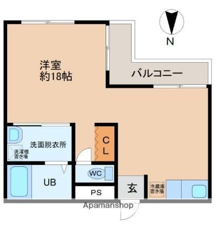 白国弘友ハイツ(ワンルーム/2階)の間取り写真