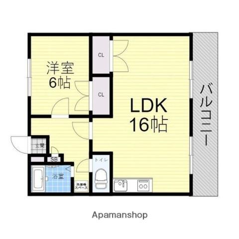 アムールMI中地Ⅱ(1LDK/2階)の間取り写真