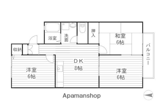 シャルムコート(3DK/2階)の間取り写真
