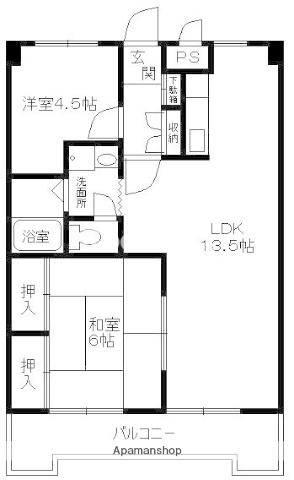 エステートピア香呂(2LDK/3階)の間取り写真