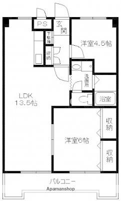 エステートピア香呂(2LDK/3階)の間取り写真
