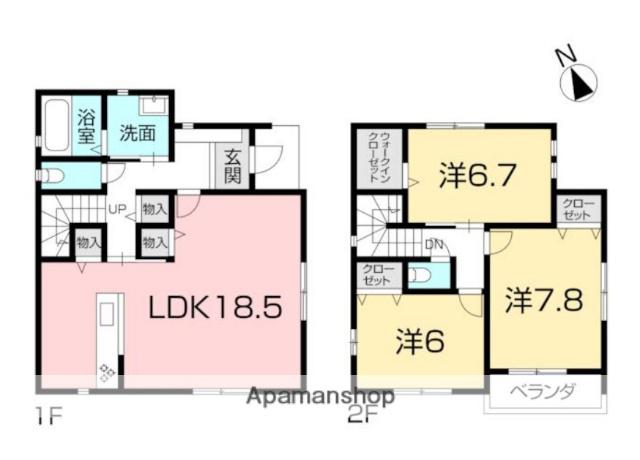 姫新線 余部駅 徒歩51分 2階建 築7年(3LDK)の間取り写真