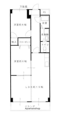 クリーンピア十二所前線花影(2LDK/6階)の間取り写真