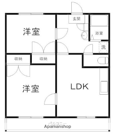 エイセイ坂出 壱番館(2LDK/2階)の間取り写真