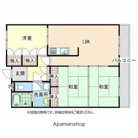 高楽ハイツ(3LDK/4階)の間取り写真