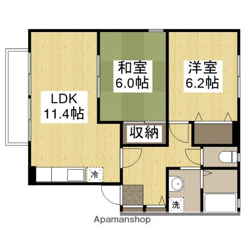 リバードリーム(2LDK/1階)の間取り写真