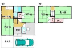 山陽本線 姫路駅 バス乗車時間：20分 籾取バス停バス停で下車 徒歩8分 2階建 築43年(4DK)の間取り写真