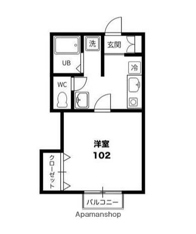 エトランス小松町B(1K/1階)の間取り写真