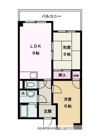 ブリージェ姫路(2LDK/7階)の間取り写真