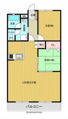 壱番館今宿(2LDK/7階)の間取り写真