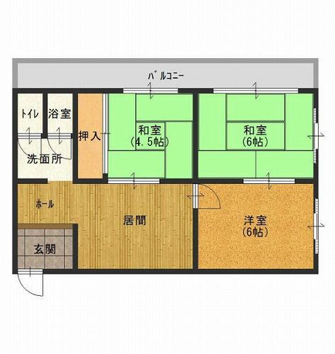 上月ハイツ(3LDK/1階)の間取り写真