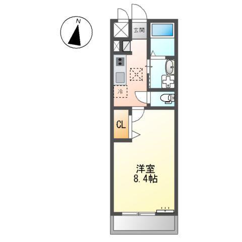 ペガサスⅡ(1K/1階)の間取り写真