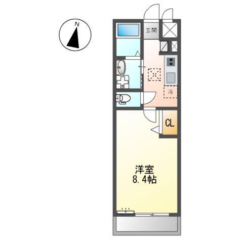 ペガサスⅡ(1K/1階)の間取り写真